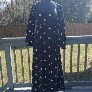 Elegant Blue and White Polka Dot Dress NWT